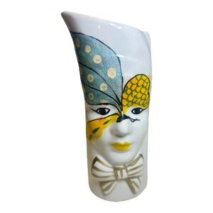 Artistic Face Design Ceramic Vase Masquerade Mask Glitter